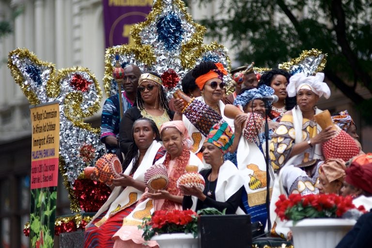 A float travels through Center City during the annual Juneteenth parade. (Bastiaan Slabbers for WHYY)