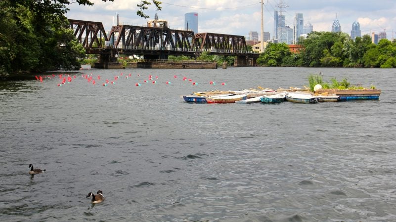 Two art installations on the Schuylkill River, 