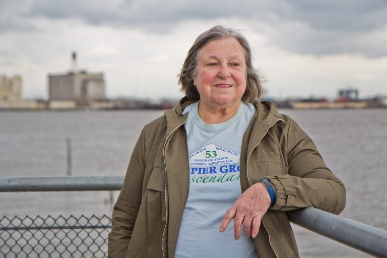 Susan McAninley collects stories from the descendants of immigrants who came through Pier 53 in South Philadelphia at the turn of the 20th century. (Kimberly Paynter/WHYY)