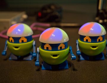 With its artificial intelligence, My Loopy has seven toy-grade sensors that respond to touch, light, sound, proximity, temperature, and motions to learn from its user and their environment. (Kim Paynter/WHYY)