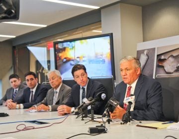 Legal representatives of the victims of a fatal propane tank explosion at Third and Wyoming streets in Philadelphia in July 2014 discuss a $160 million settlement. (Kimberly Paynter/WHYY)