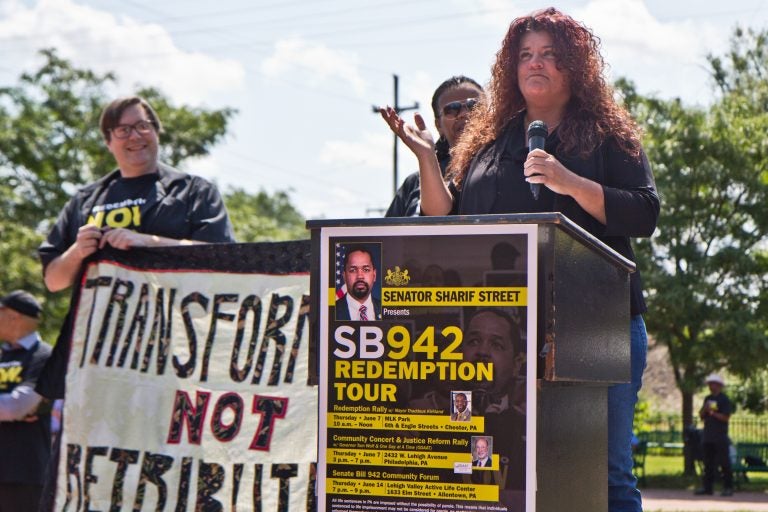 Elizabeth Geyer shares the story of her boyfriend, George Trudel, an inmate at Graterford with a life sentence. (Kimberly Paynter/WHYY)