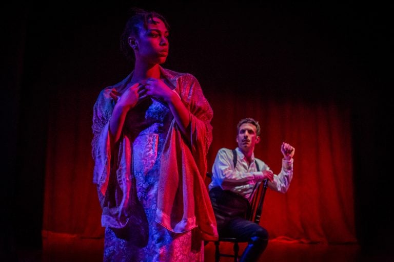 Victoria Aaliyah Goins in the title role and Damon Bonetti as the villain in the Philadelphia Artsts' Collective production of 