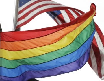 The Rainbow Flag flies beneath the American flag at the Stonewall National Monument, Wednesday, Oct. 11, 2017, in New York. The Rainbow Flag, an international symbol of LGBT liberation and pride, was flown for the first time at the monument. (Mark Lennihan/AP Photo)