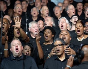 Choir members sing worship songs during the Southern Baptist Convention's annual meeting on Tuesday, June 12, 2018, at the Kay Bailey Hutchison Convention Center in Dallas. (Jeffrey McWhorter/AP Photo)