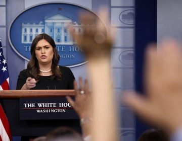 White House press secretary Sarah Huckabee Sanders calls on reporters during the daily briefing in the Briefing Room of the White House in Washington, Thursday, June 14, 2018. (Jacquelyn Martin/AP Photo)