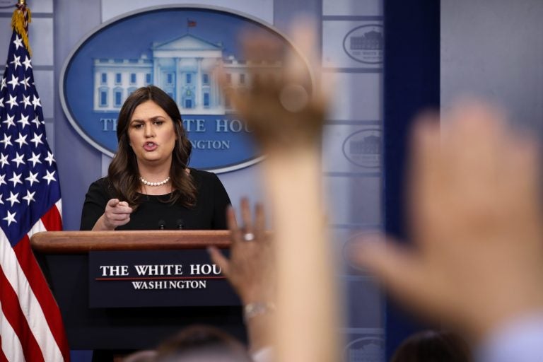 White House press secretary Sarah Huckabee Sanders calls on reporters during the daily briefing in the Briefing Room of the White House in Washington, Thursday, June 14, 2018. (Jacquelyn Martin/AP Photo)