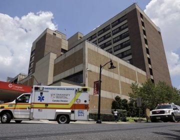 University Hospital, Camden Division, ambulances and emergency trucks rush to the emergency room at Cooper University Hospital