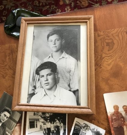 Saja Iwensky and a family member, before the German army invaded Lithuania. (Laura Benshoff/WHYY)