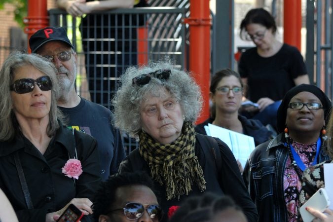 Community members and elected officials gather as the city announces the development of Bethel Burying Ground Historic Site Memorial during a ceremony at Weccacoe Playground, in South Philadelphia, on Tuesday June 12, 2018. (Bastiaan Slabbers for WHYY)