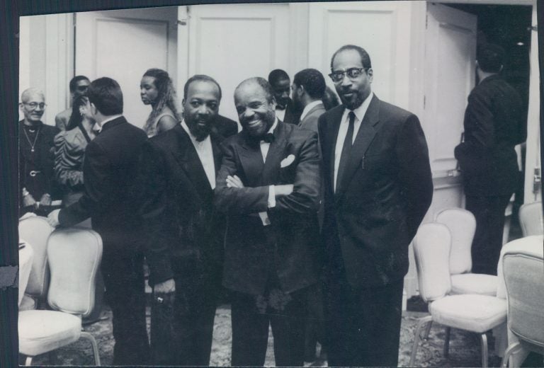 (From left) Leon Huff, Barry Gordy, and Kenny Gamble known as “The Three Kings” in Washington D.C in 1990s, photographed by Ron St. Clair and part of a showcase of his work being featured for Black Music Month  (Provided) 