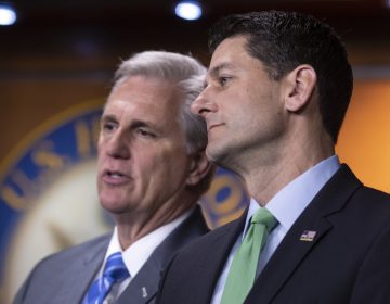 House Majority Leader Kevin McCarthy, R-Calif., and Speaker of the House Paul Ryan, R-Wis., confer during a news conference following a closed-door GOP meeting on immigration last week. J. Scott Applewhite/AP