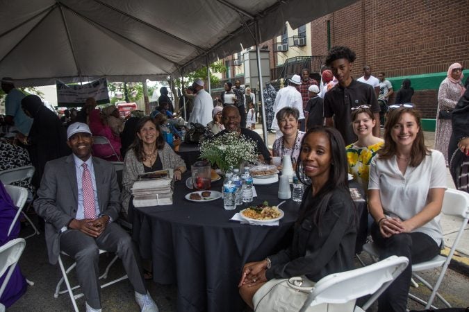 Community neighborhood groups gathered at Clara Muhammad Square for an Eid al-Fitr celebration, marking the end of Ramadan. (Kimberly Paynter/WHYY)