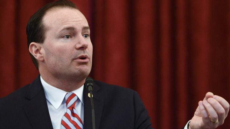 Sen. Mike Lee, R-Utah, speaks during an event on Capitol Hill in 2016. Lee is the only member of the Senate on Trump's list. (Leigh Vogel/Getty Images)