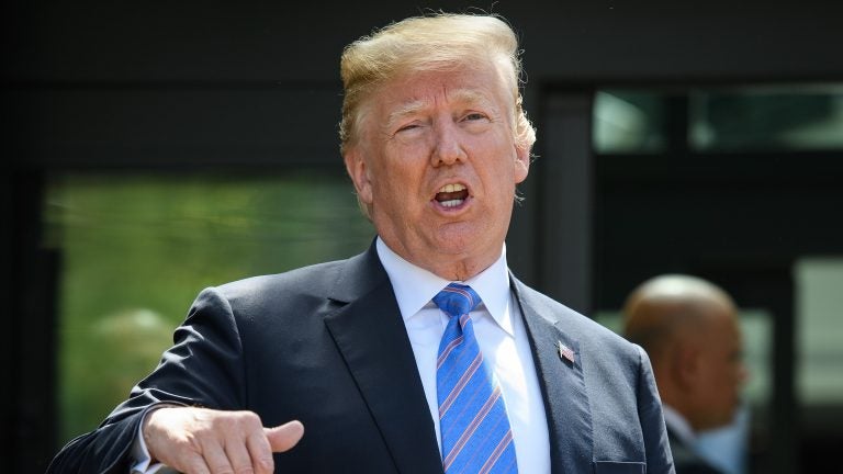 President Trump leaves the G-7 summit after holding a press conference in the Canadian resort town of La Malbaie. (Leon Neal/Getty Images)