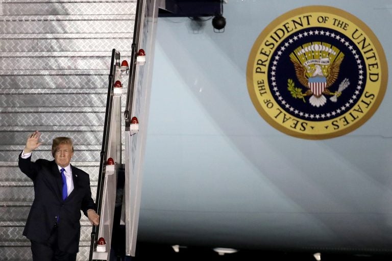 President Donald Trump arrives in Singapore on June 10, 2018. Trump is scheduled to meet with North Korean leader Kim Jong-un on June 12.