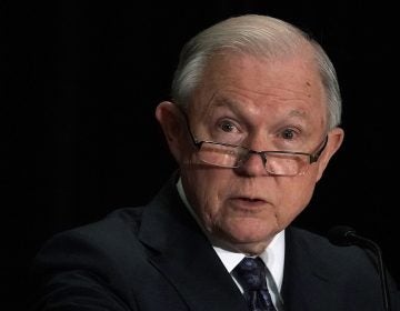 Attorney General Jeff Sessions delivers remarks at the Justice Department's Executive Officer for Immigration Review (EOIR) Annual Legal Training Program on Monday in Tysons, Va. Sessions spoke about his plan to limit reasons for people to claim asylum in the U.S