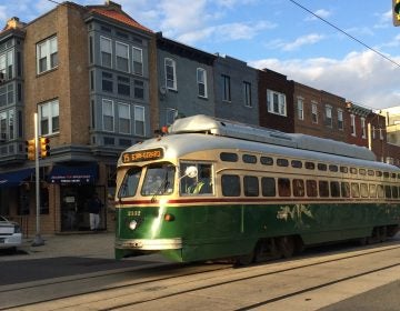 The Route 15 trolley is seen on Girard Avenue