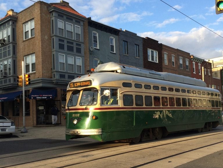 The Route 15 trolley is seen on Girard Avenue