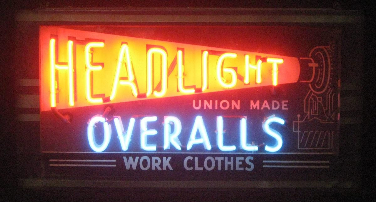 ブ*パ様 HEADLIGHT OVERALLS ヴィンテージ広告プレート Lot 68). Headlight Overalls Porcelain Sign | Current Auctions