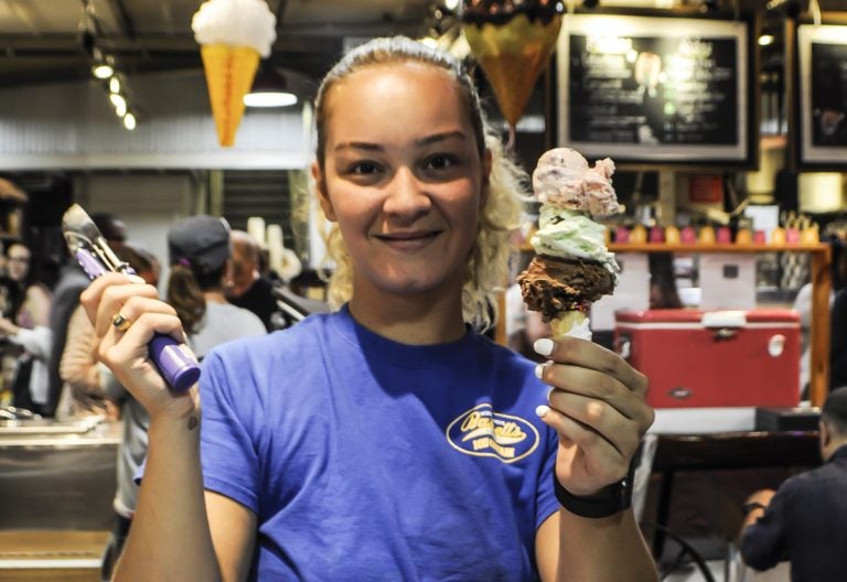 Liz Gonzalez shows off some ice cream from last year's festival. (Bassetts Ice Cream)