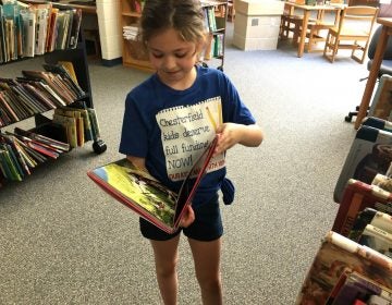 A Chesterfield student peruses a graphic novel in the school library, which officials say doesn't have enough money for books. (Karen Rouse for WHYY News)