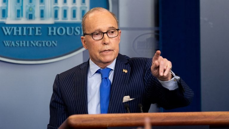 Larry Kudlow, Director of the United States National Economic Council, speaks to reporters in the White House Press Briefing room. He justified President Trump's decision to drop out of a joint statement made by G7 countries this weekend.