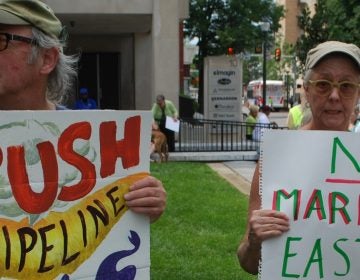 About 150 people showed up at a rally in West Chester on Saturday to urge the state's Public Utility Commission to shut down Sunoco's Mariner East pipeline project.