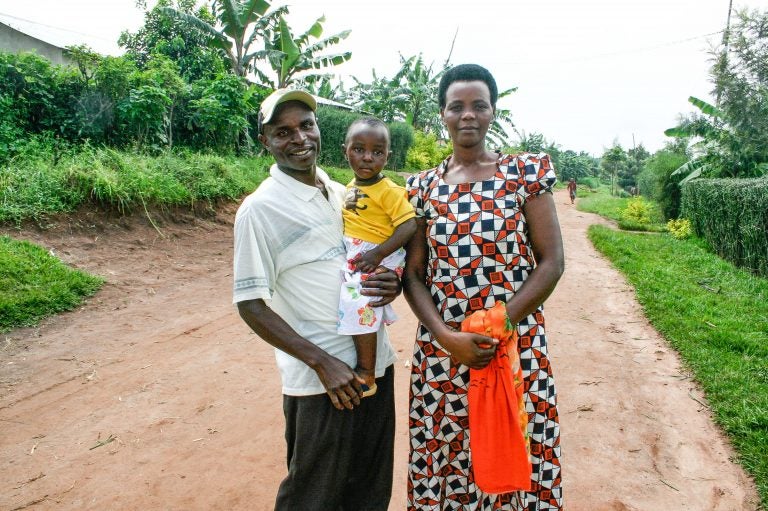 Jean Marie Rukundo and his wife, Theodosie Uwambajimana, with their 2-year-old daughter. They've nicknamed her 