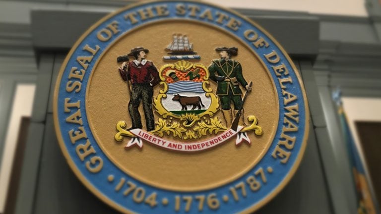 A closeup of Delaware's General Assembly seal