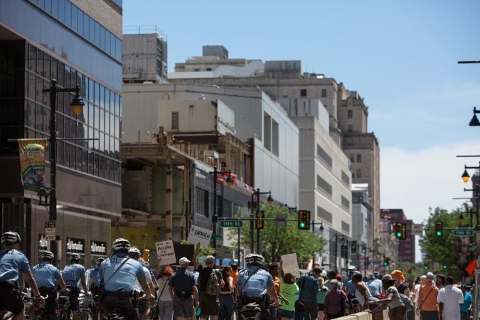 Around 70 supporters gathered together for a march from the Philadelphia Art Museum to Independence Mall 105 days after the 