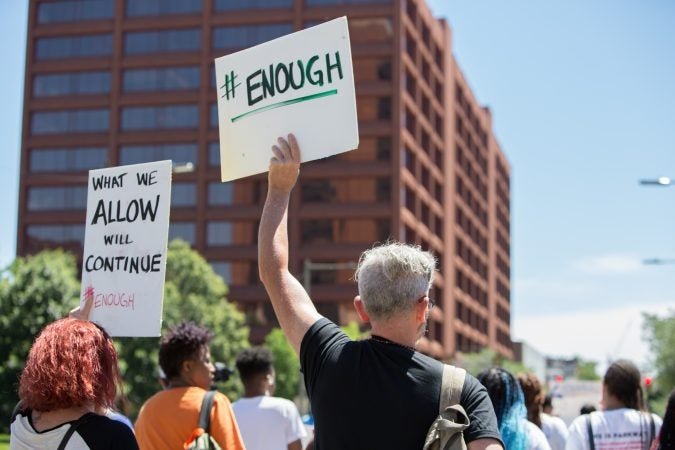 Around 70 supporters gathered together for a march from the Philadelphia Art Museum to Independence Mall 105 days after the 