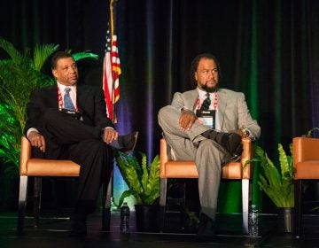 Guy Wheeler (left) and Darryl Turpin are founders of H.E.A.T., a holistic and Afrocentric approach to help young black men stay out of the criminal justice system. (Lindsay Lazarski/WHYY)