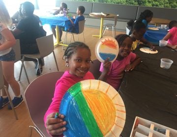 Students from Charter School of New Castle take arts and crafts along with academic classes and recreational activities. (Cris Barrish/WHYY)