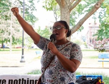 Megan Malachi of Philly REAL Justice speaks during the Antwon Rose Rally in Philadelphia on Sunday July 1, 2018. She says, 