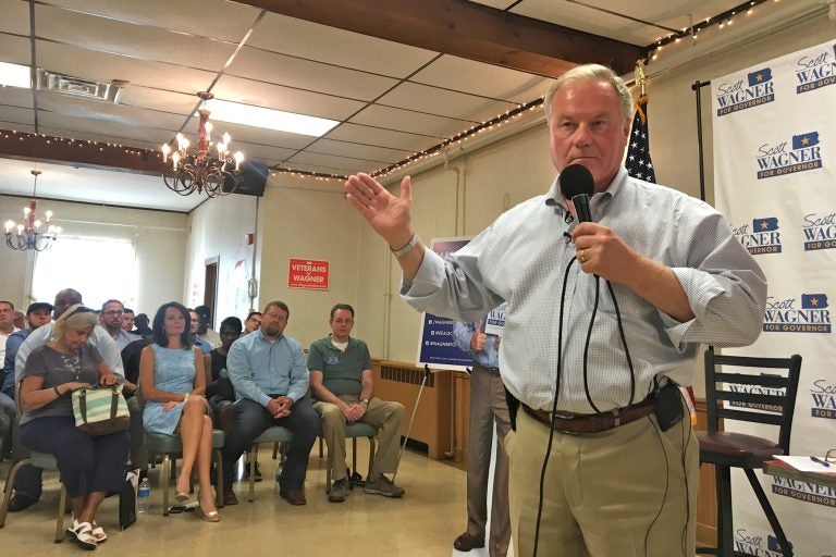 Pennsylvania gubernatorial candidate Scott Wagner campaigns at a town hall in Glenside