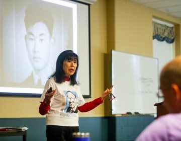 Karen Korematsu  addressed a group of teachers about her father's legal battle against internment during World War II. Her talk was given at the nonpartisan Freedoms Foundation at Valley Forge. (Brad Larrison for WHYY)