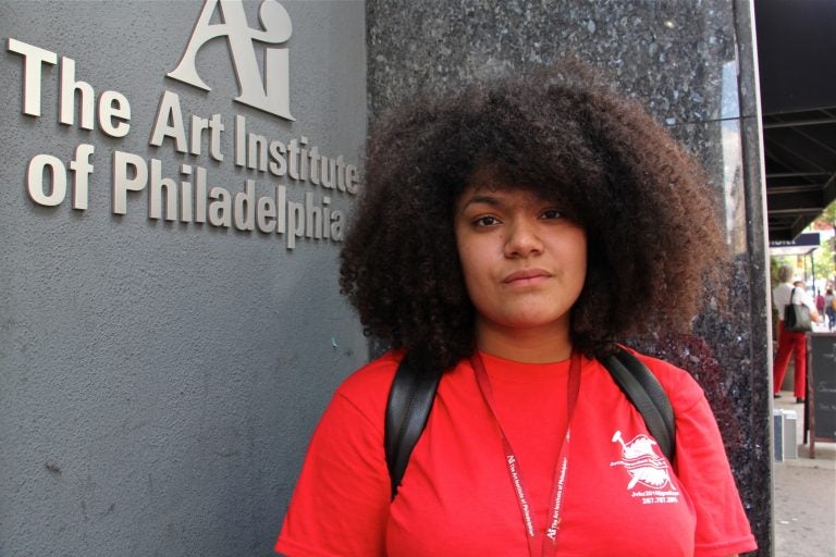 Mykaela Valentin, 21, was halfway to her degree in animation at the Art Institute of Philadelphia when she found out the school was going to close. (Emma Lee/WHYY)