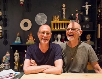 Dan Martin and Michael Biello at their studio in Old City. (Kimberly Paynter/WHYY)