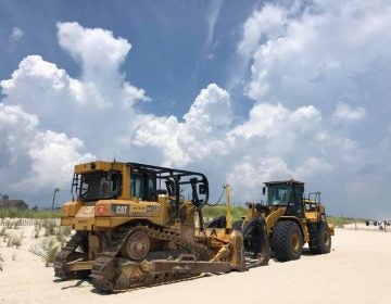 Heavy machinery on the beach in South Seaside Park in mid-July. (Image: Dominick Solazzo)