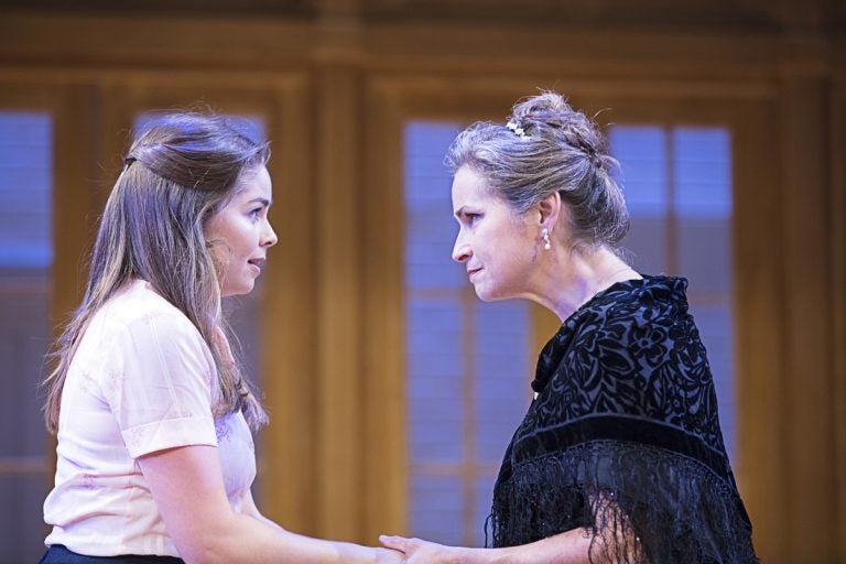 Emiley Kiser (left) and Susan Riley Stevens in the Pennsylvania Shakespeare Festival production of 