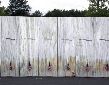 The Wall of Names rises at the Flight 93 National Memorial in Somerset County, Pennsylvania (AP Photo/Gene J. Puskar)