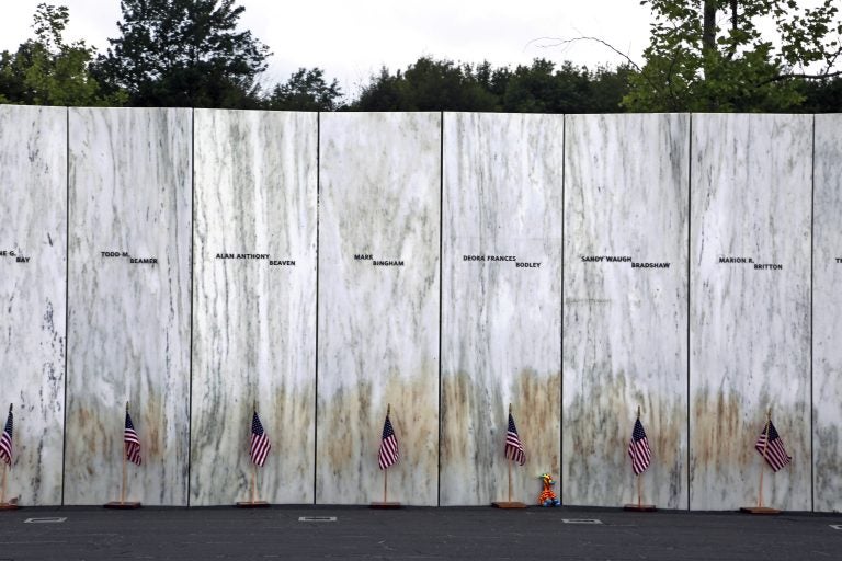 The Wall of Names rises at the Flight 93 National Memorial in Somerset County, Pennsylvania (AP Photo/Gene J. Puskar)