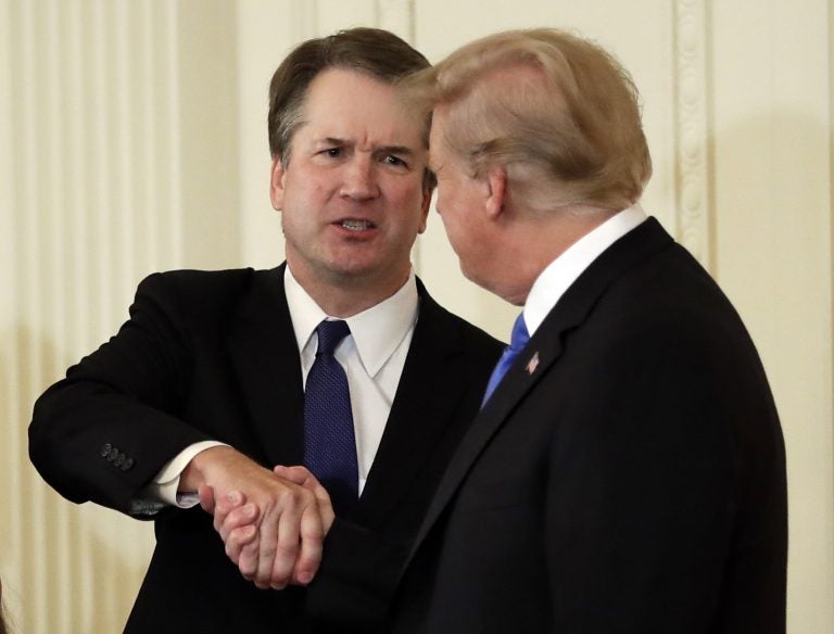 President Donald Trump shakes hands with Judge Brett Kavanaugh his Supreme Court nominee, in the East Room of the White House, Monday, July 9, 2018, in Washington.   (Evan Vucci/AP Photo)
