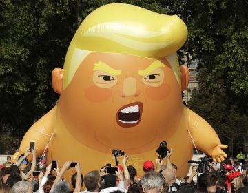 A six-meter high cartoon baby blimp of U.S. President Donald Trump is flown as a protest against his visit, in Parliament Square in London, England, Friday, July 13, 2018. Trump is making his first trip to Britain as president after a tense summit with NATO leaders in Brussels and on the heels of ruptures in British Prime Minister Theresa May's government because of the crisis over Britain's exit from the European Union. (Matt Dunham/AP Photo)