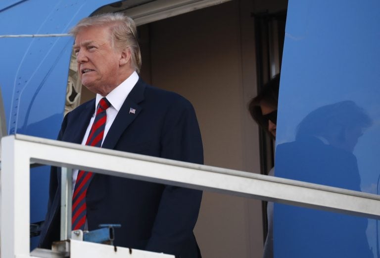 U.S. President Donald Trump arrives at the airport in Helsinki, Finland, Sunday, July 15, 2018 on the eve of his meeting with Russian President Vladimir Putin.