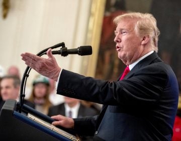 President Donald Trump speaks before signing an executive order establishing a National Council for the American Worker during a ceremony in the East Room of the White House in Washington. Trump said he’s willing to hit all imported goods from China with tariffs. (Andrew Harnik/AP Photo, File)
