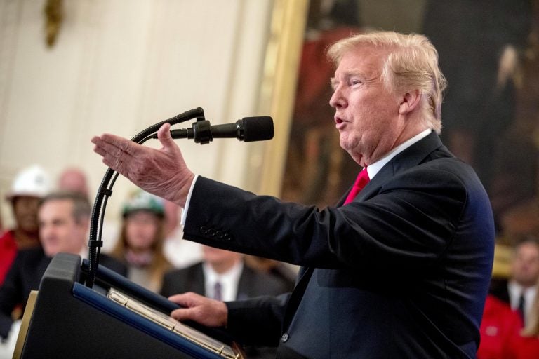 President Donald Trump speaks before signing an executive order establishing a National Council for the American Worker during a ceremony in the East Room of the White House in Washington. Trump said he’s willing to hit all imported goods from China with tariffs. (Andrew Harnik/AP Photo, File)