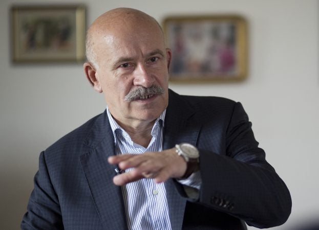 In this photo taken on Monday, July 23, 2018, former chief interpreter for Soviet leader Mikhail Gorbachev and Foreign Minister Eduard Shevardnadze speaks during his interview to the Associated Press at Gorbachev foundation's headquarters in Moscow, Russia.  Palazchenko declined to call the latest Helsinki meeting between US President Trump and Russian President Putin an outright failure, but said there seems a lack of clarity on exactly what the two agreed on. (Alexander Zemlianichenko/AP Photo)