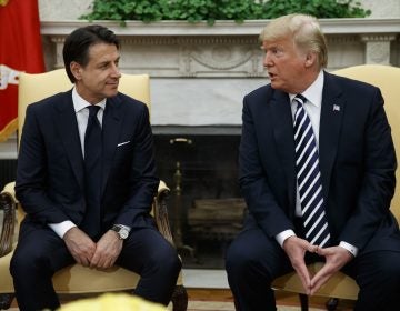 President Donald Trump meets with Italian Prime Minister Giuseppe Conte in the Oval Office of the White House, Monday, July 30, 2018, in Washington.
